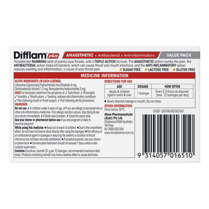 Difflam Plus Anaesthetic Honey & Lemon 32 Lozenges