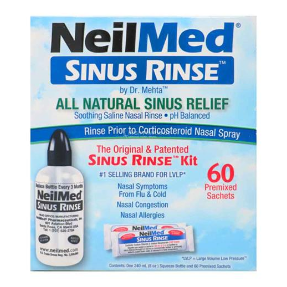 NeilMed Sinus Rinse All Natural Sinus Relief 60 Premixed Sachets 240ml