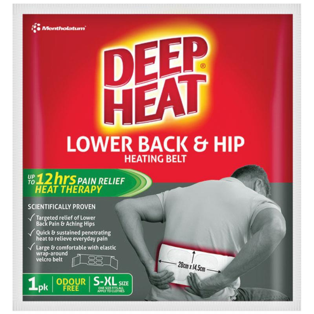 Deep Heat Lower Back & Hip Heating Belt / Neck & Joint Heat Patches - 1/2 Pack