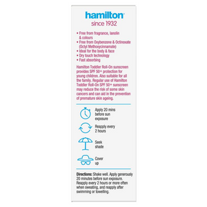 Hamilton Sun SPF 50+ Toddler Roll On 50mL