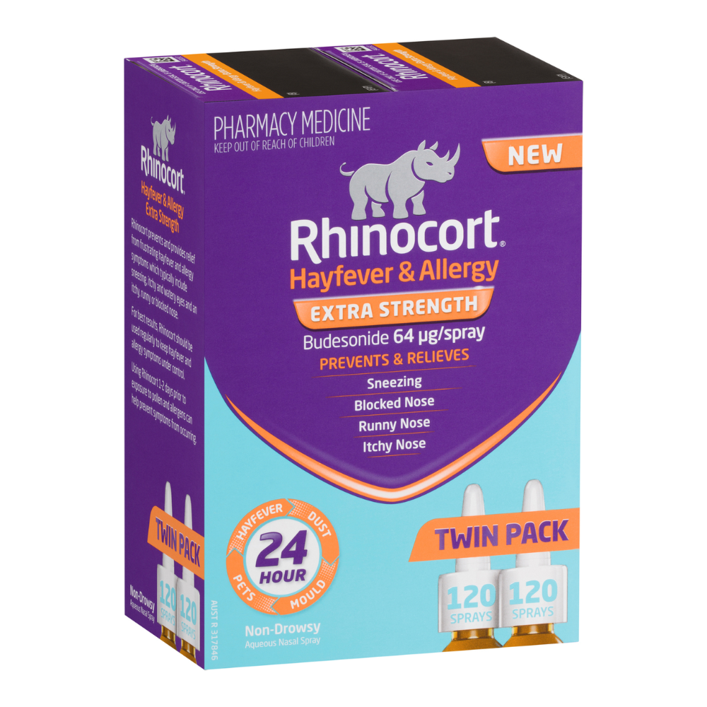 Pharmacy Medicine Rhinocort Hayfever & Allergy 64mcg - Twin 120 Spray Bottles