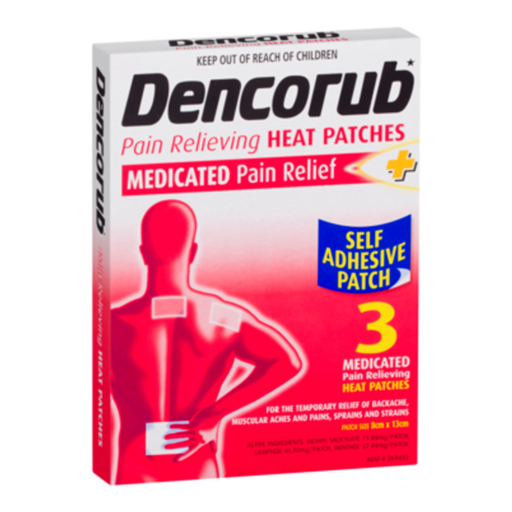 Dencorub Pain Relief Self Adhesive Heat Patches 3 Pack