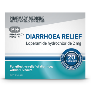 Pharmacy Health Diarrhoea Relief Loperamide Hydrochloride 2mg - 20 Capsules