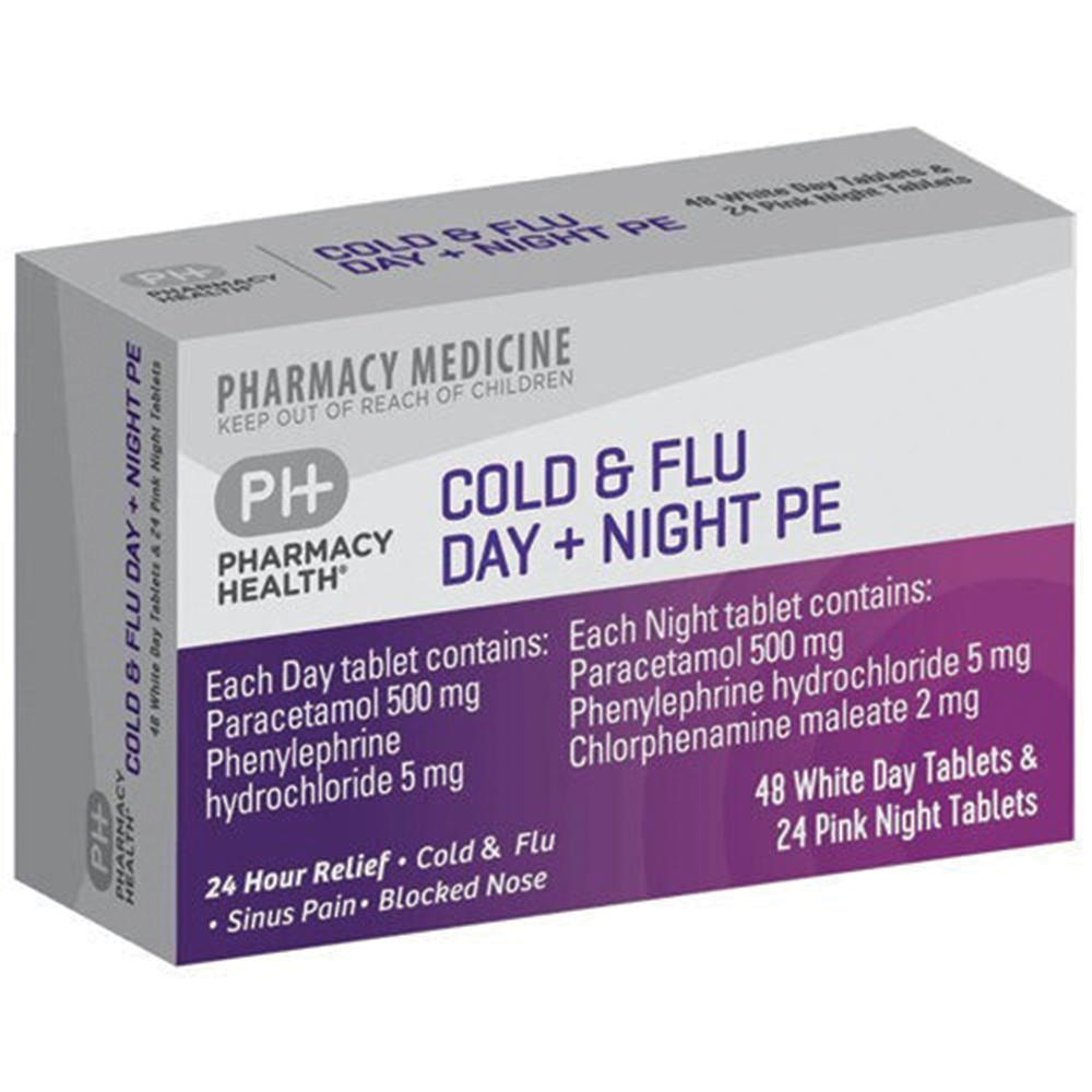 Pharmacy Health Cold and Flu PE Day and Night - 72 Tablets