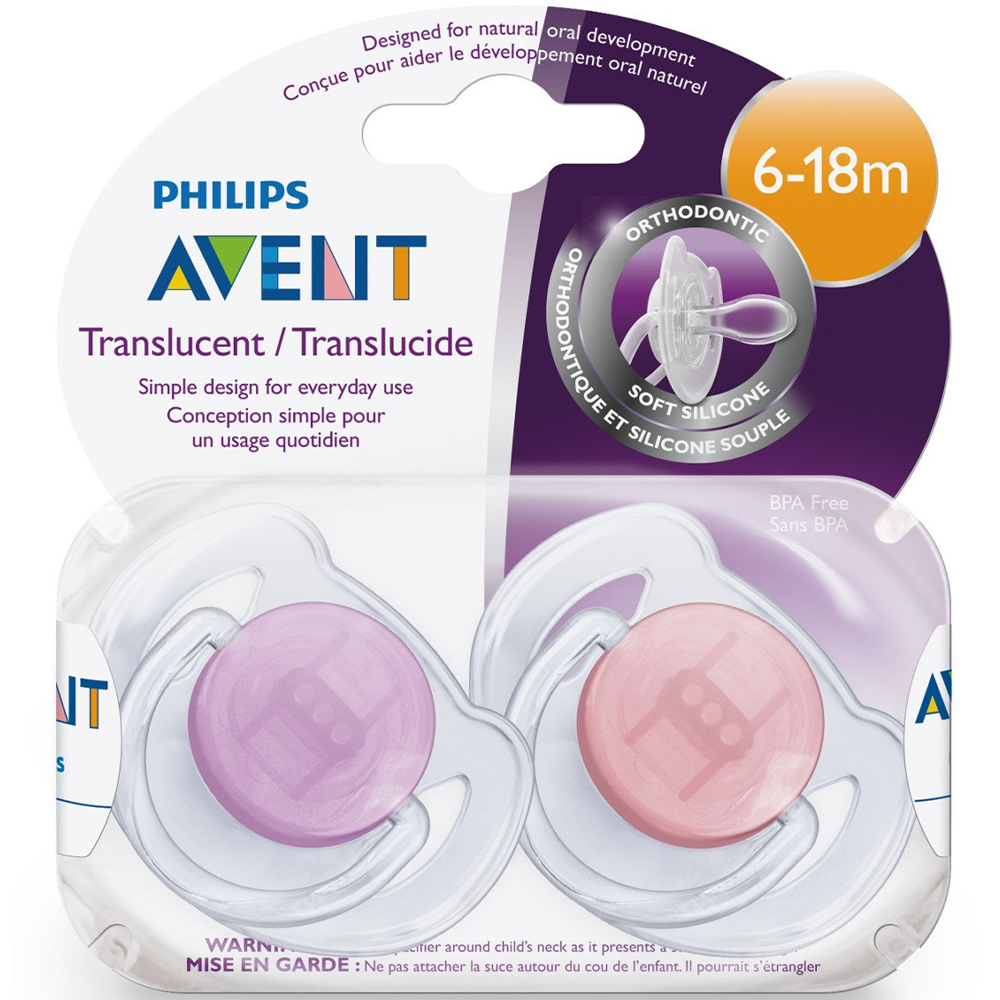 Philips AVENT BPA Free Translucent Pacifier - 6-18 Months 2 Pack