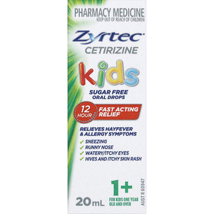 Zyrtec Kids Allergy Antihistamine & Hayfever Oral Drops - 20mL