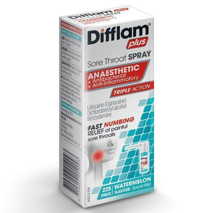 Difflam Plus Sore Throat Anaesthetic Spray - 30mL Watermelon Flavour