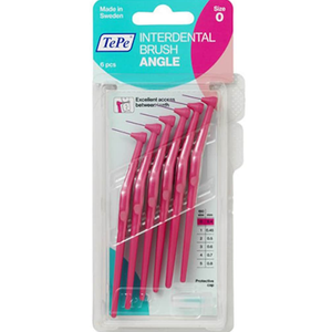 TePe Interdental Brush Angle Pink (ISO Size 0) 0.4mm - 6 Pack