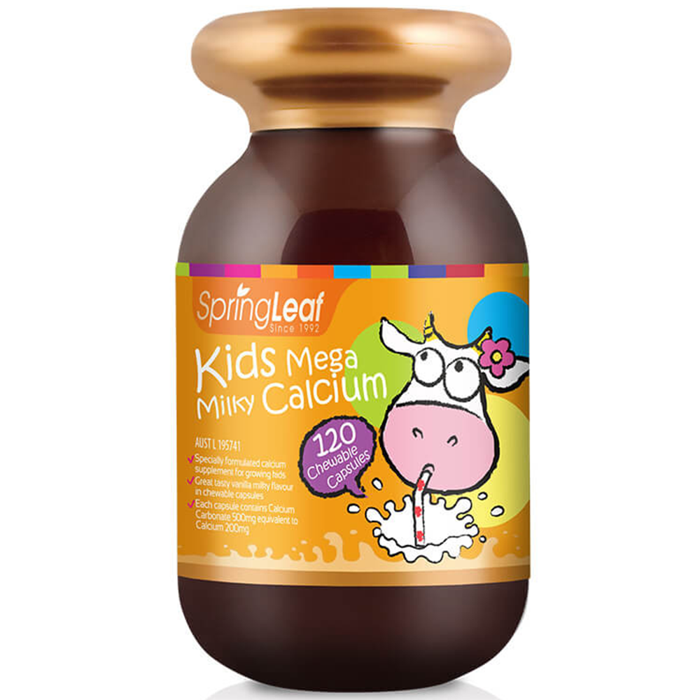 SpringLeaf Kids Mega Milky Calcium - 500mg 120 Capsules