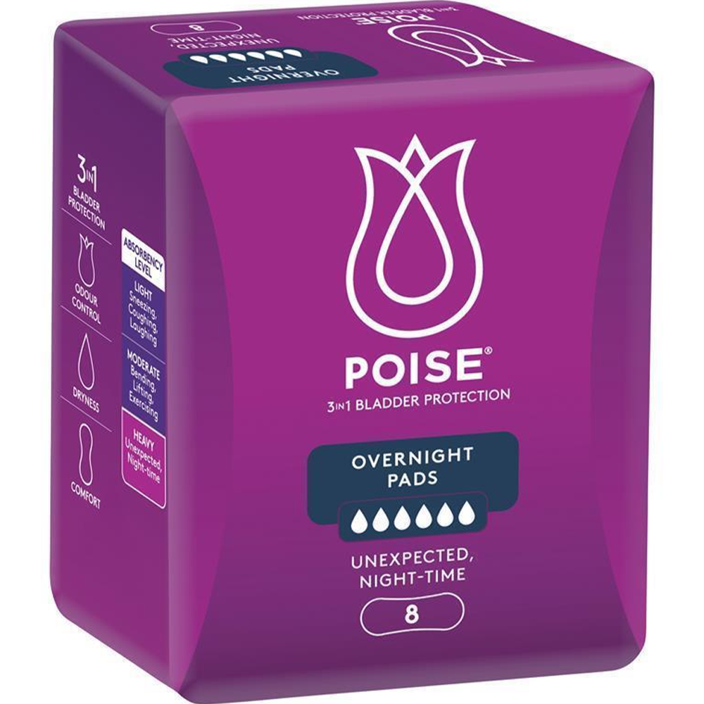 Poise Pads Overnight - 8 Pads