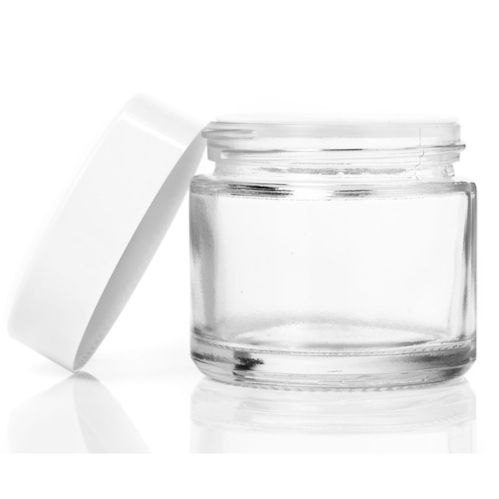 Clear Glass Jar with White Lid - 60mL