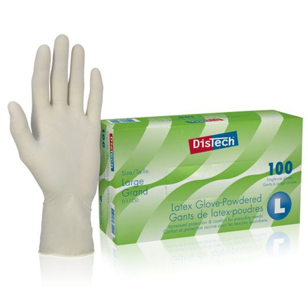 Distech Latex Gloves Powderfree Large - 100 Pack