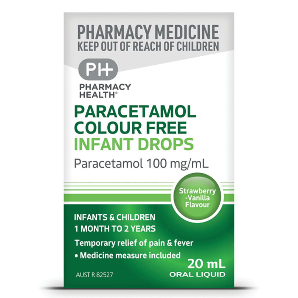 Pharmacy Health Paracetamol Colour Free Infant Drops 1 Month – 2 Years 20mL