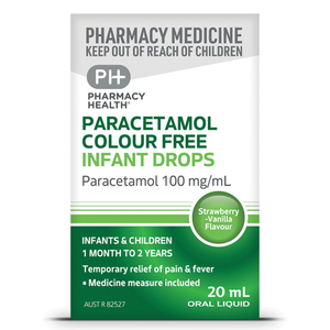 Pharmacy Health Paracetamol Colour Free Infant Drops 1 Month – 2 Years 20mL