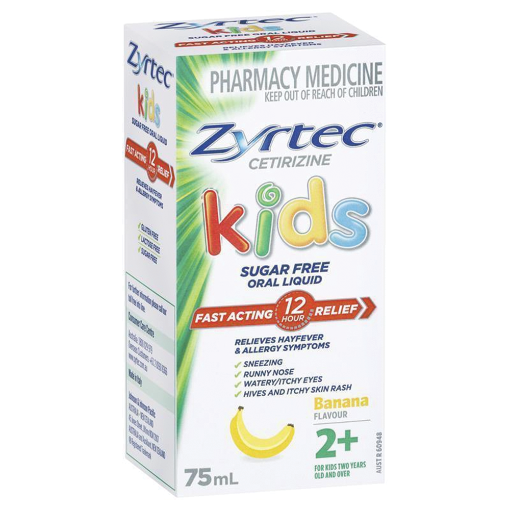 Zyrtec Kids Antihistamine Allergy & Hayfever Oral Liquid - 75mL