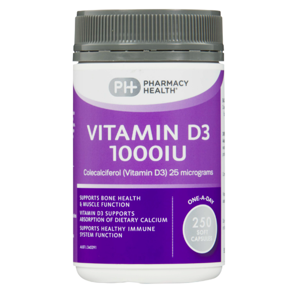 Pharmacy Health Vitamin D3 1000IU - 250 Capsules