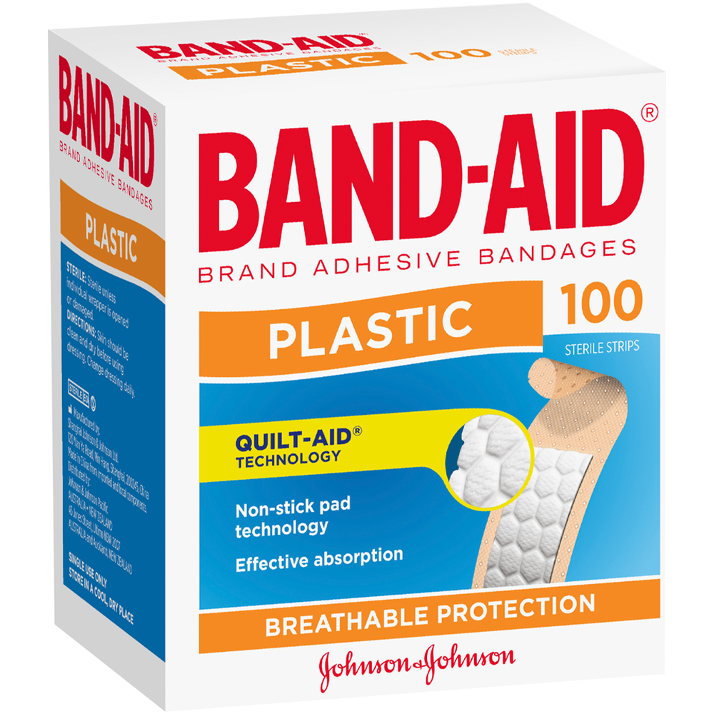 J&J Band Aid Plastic Adhesive - 100 Strips