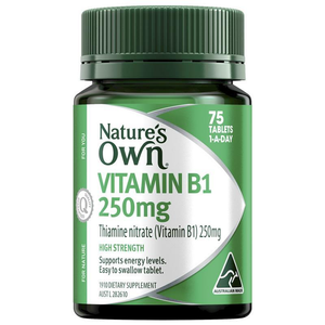 Nature's Own Vitamin B1 250mg with Vitamin B for Energy + Heart Health - 75 Tablets