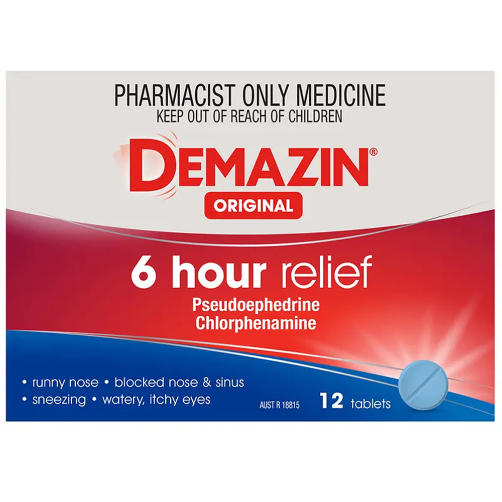 Demazin 6 Hour Relief - 12 Tablets