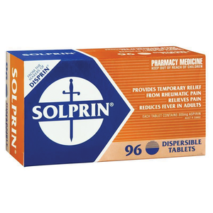 Solprin Pain and Fever Relief Dispersible Tablets 300mg Aspirin 96 Pack