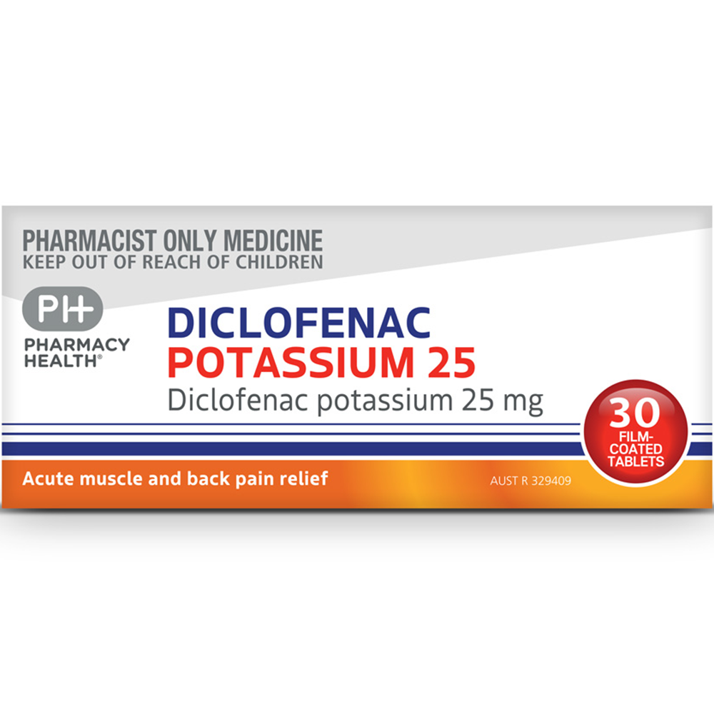 Pharmacy Health Diclofenac Potassium - 25 Tablets