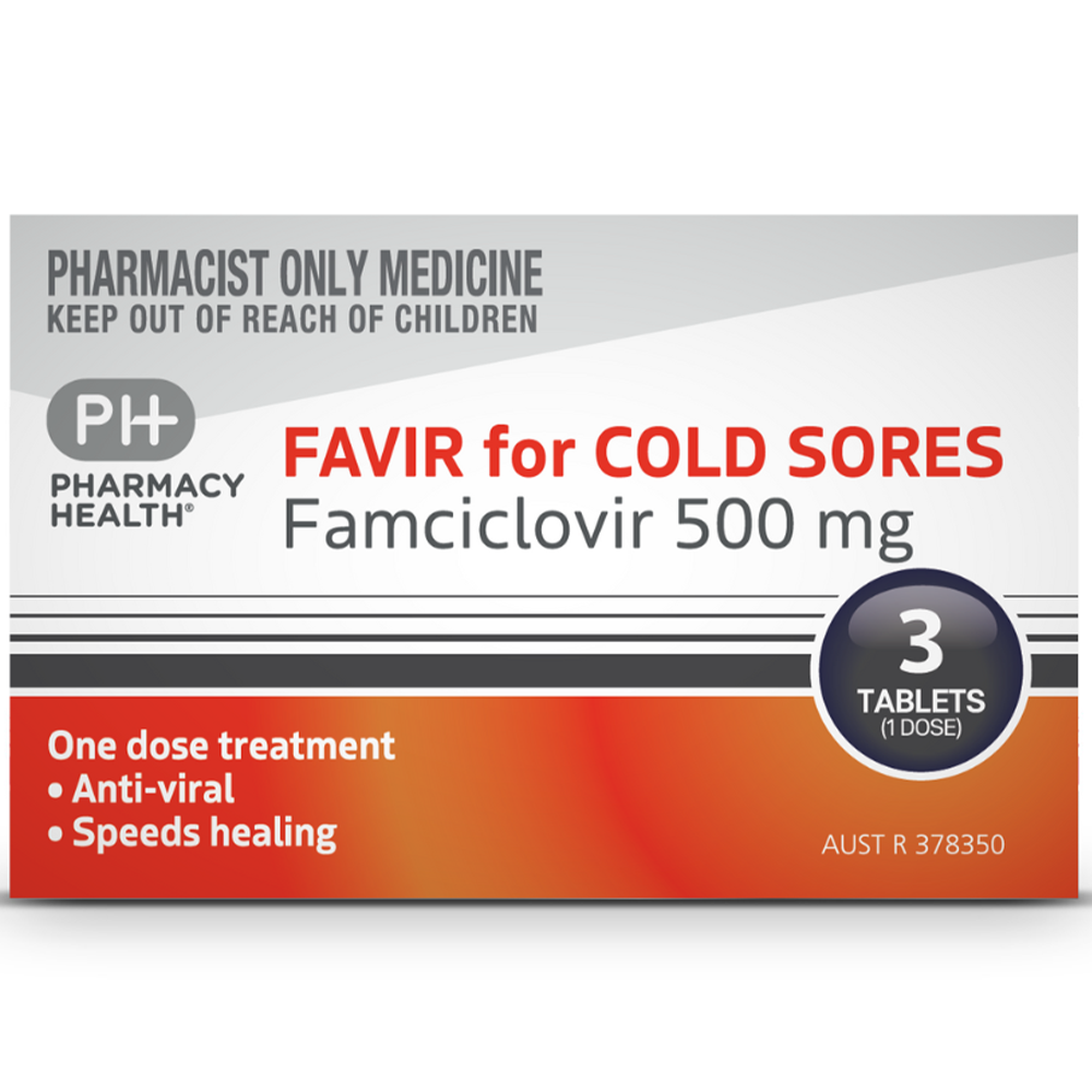 Pharmacy Health Famvir Cold Sores - 500mg 3 Tablets