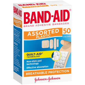 J&J Band-Aid Assorted Plastic Shapes - 50 Strips