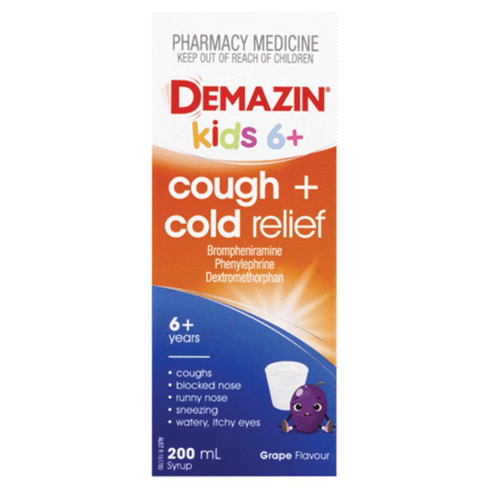 Demazin Kids 6+ Cough + Cold Relief Syrup - 200mL