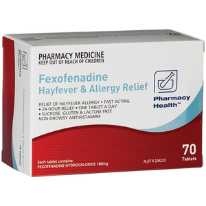 Pharmacy Health Fexofenadine - 180mg 70 Tablets