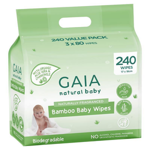 Gaia Natural Baby Bamboo - 240 Wipes