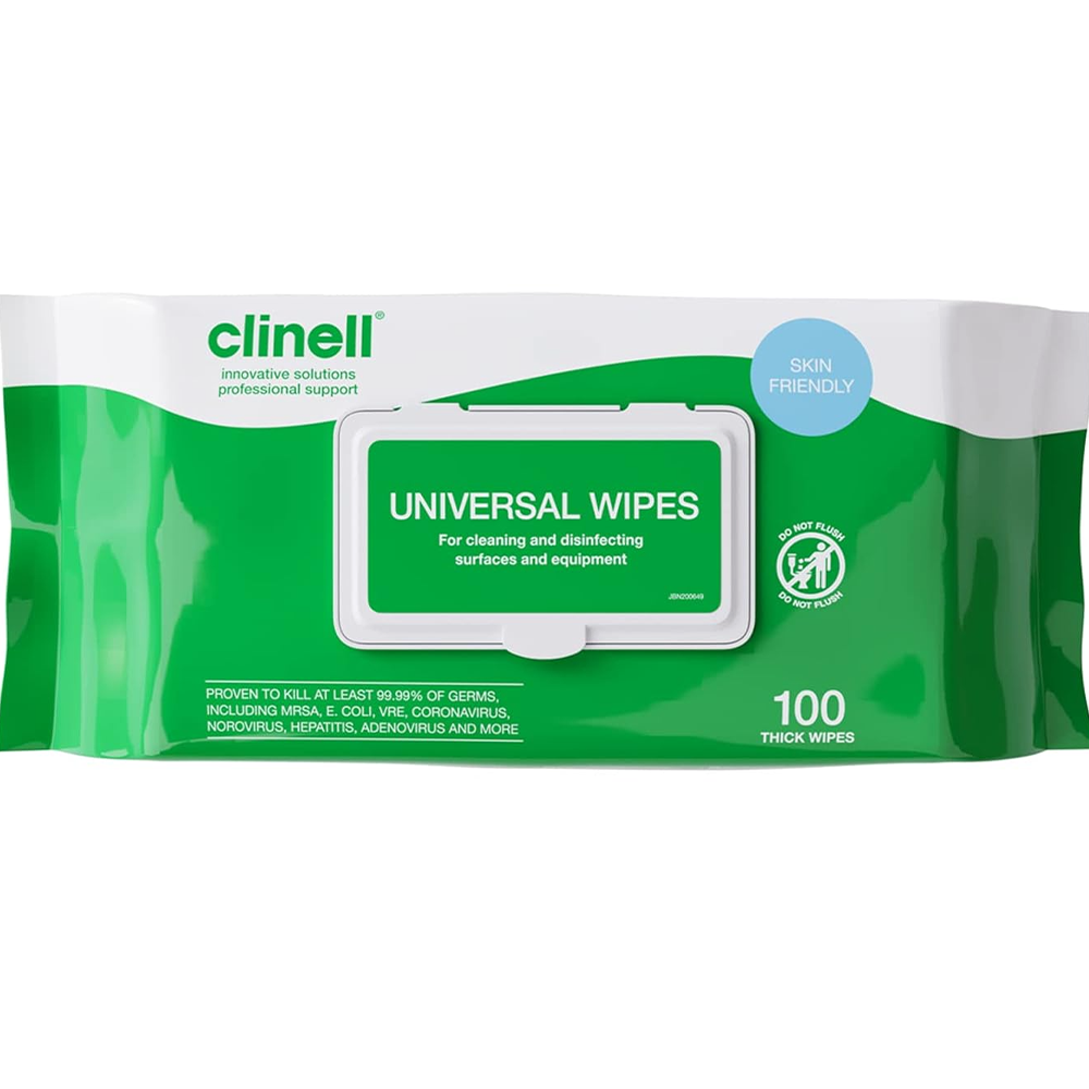 Clinell Universal Cleaning and Disinfectant Wipes for Surfaces - 100 Pack