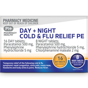 Pharmacy Health Cold & Flu Relief PE Day + Night - 24 Tablets