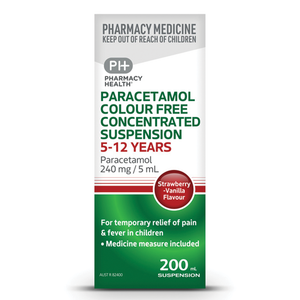 Pharmacy Health Paracetamol Colour Free Concentrated Suspension 5-12 Years 200mL