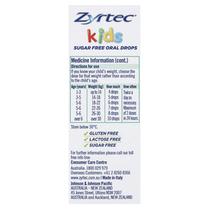 Zyrtec Kids Allergy Antihistamine & Hayfever Oral Drops - 20mL