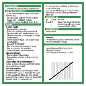 Panadol Rapid Soluble Paracetamol Pain Relief - 20 Tablets 500mg