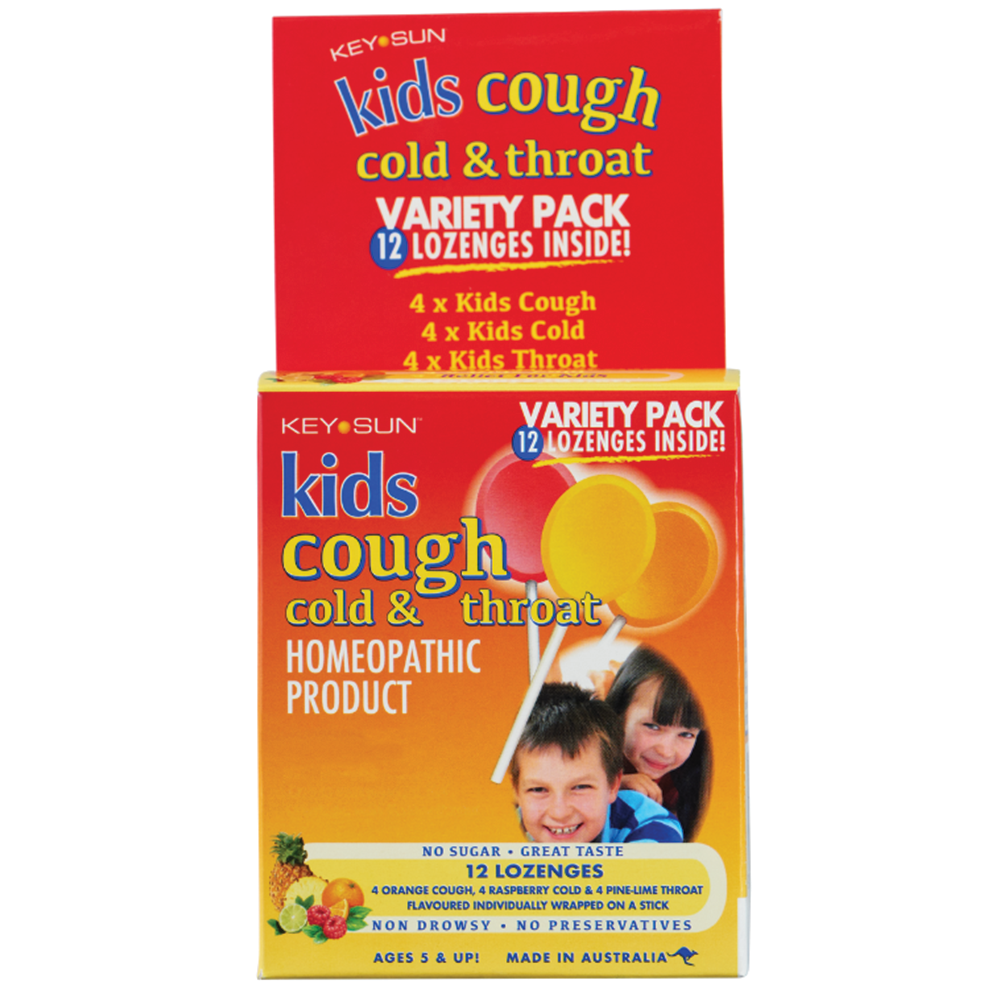 Key Sun Kids Cough Cold & Throat Variety Pack - 12 Lozenges