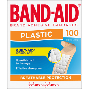 J&J Band Aid Plastic Adhesive - 100 Strips