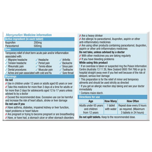 Mersynofen Pain Relief Tablets with Paracetamol + Ibuprofen - 12 Tablets