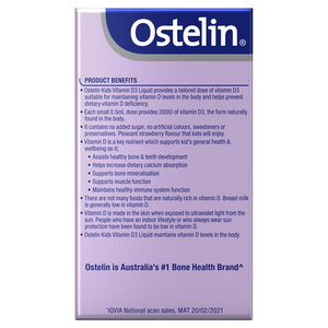 Ostelin Kids Vitamin D Liquid - D3 for Children's Bone Health & Immune Support - 20mL