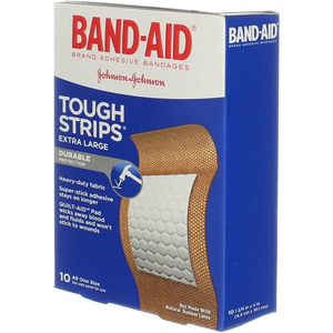 J&J Band Aid® Brand TOUGH STRIPS® Adhesive Bandages - 10 Strips