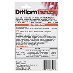 Difflam Sore Throat Gargle with Iodine Concentrate Fresh Mint - 15mL