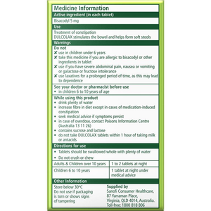 Dulcolax Laxatives for Constipation Relief - 5mg 50 Tablets