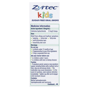 Zyrtec Kids Allergy Antihistamine & Hayfever Oral Drops - 20mL