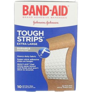 J&J Band Aid® Brand TOUGH STRIPS® Adhesive Bandages - 10 Strips