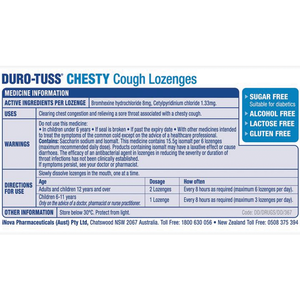 DURO-TUSS Chesty Cough Sugar Free - 24 Lozenges Lemon Flavour