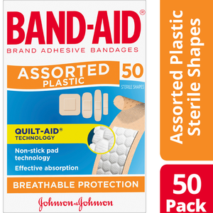 J&J Band-Aid Assorted Plastic Shapes - 50 Strips