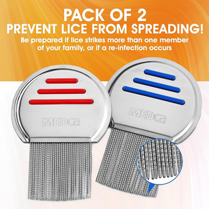 Stainless Steel Professional Lice Combs - 2 Pack