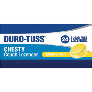 DURO-TUSS Chesty Cough Sugar Free - 24 Lozenges Lemon Flavour