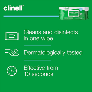 Clinell Universal Cleaning and Disinfectant Wipes for Surfaces - 100 Pack