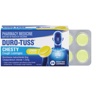 DURO-TUSS Chesty Cough Sugar Free - 24 Lozenges Lemon Flavour